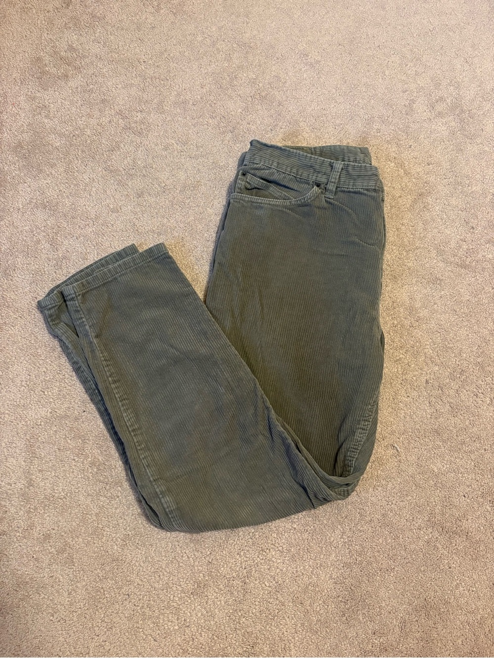 BDG Olive Corduroy Straight-Leg Pants